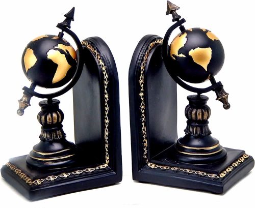 Globe Armillary - Nautical Bookends, 4.5"W, 8.5"H, Painted Black and Gold - Image 2