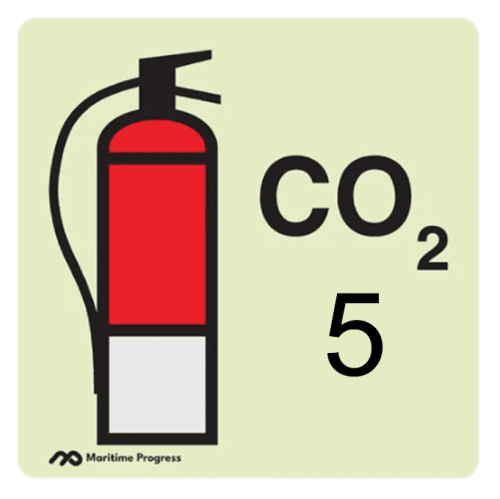 CO2 (5) Fire Extinguisher Sign 6848EEPV 50MM X 50MM