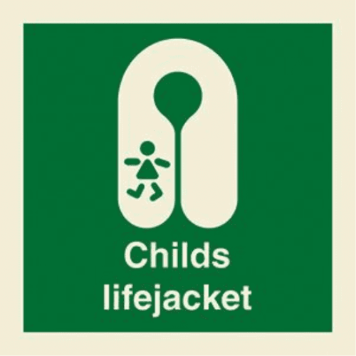 Childs Lifejacket Sign 50MM X 50MM Vinyl W Text