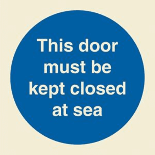 Door Must Be Kept Closed At Sea 50MM X 50MM Vinyl