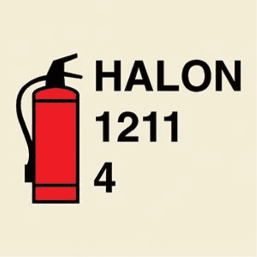 Halon 1211 Fire Extinguisher Vinyl Sign 50MM X 5