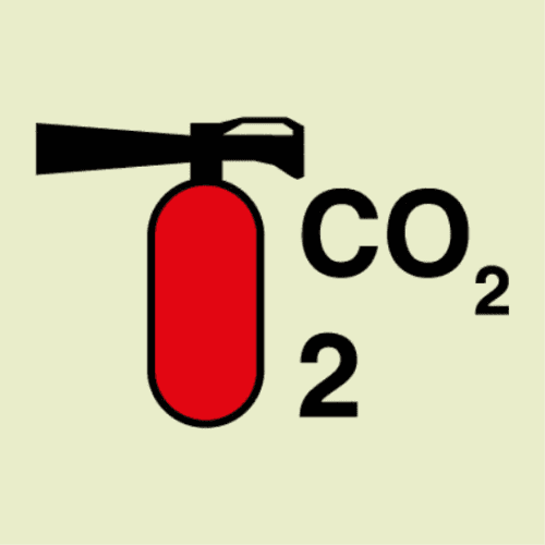 2KG CO2 Fire Extinguisher Vinyl Sign 50MM X 50MM
