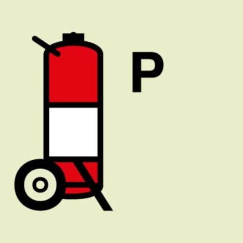 Powder Wheeled Fire Extinguisher 50MM X 50MM Vinyl
