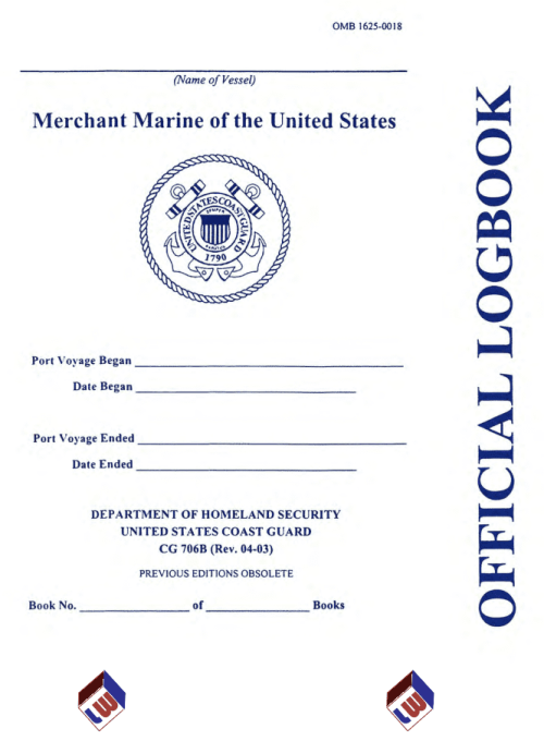 USCG Official Logbook CG 706B (Rev 04-03)