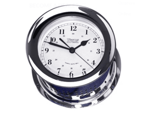 Weems Atlantis Quartz Ships Bell Chrome Clock