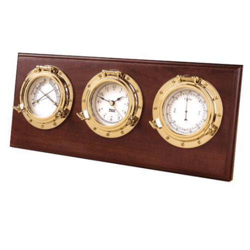 Weems Porthole Weather Center Clock Barometer Comfortmeter