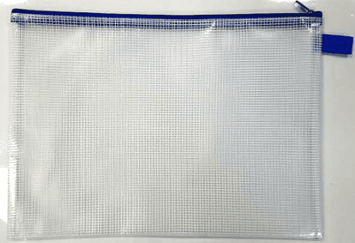 A4 Zipper Bag Blue Trim