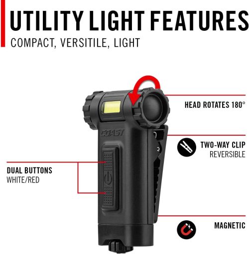 Coast HX4 80 Lumen Dual Color (White & Red) Magnetic LED Clip Light with Beam Rotation - Image 3